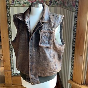 Men’s Distressed Brown Leather Vest